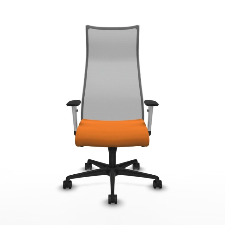 Albacete malla sincro malla gris similpiel naranja brazos blancos base nailon ruedas 65 mm nailon