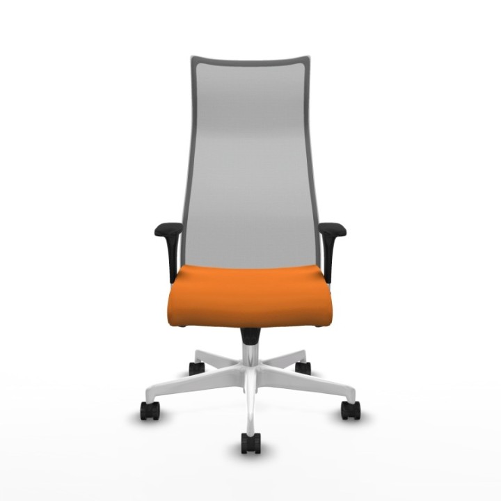 Albacete malla sincro malla gris similpiel naranja brazos 1D base blanca ruedas 65 mm nailon