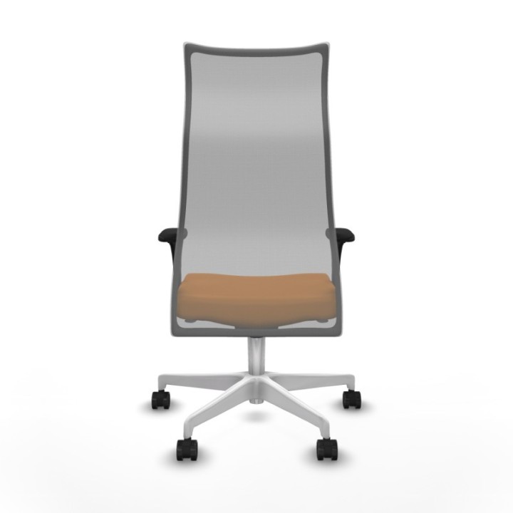 Albacete malla sincro malla gris similpiel naranja brazos 1D base blanca ruedas 65 mm nailon