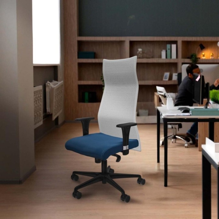 Albacete malla sincro malla gris similpiel naranja brazos 1D base nailon ruedas 65 mm nailon