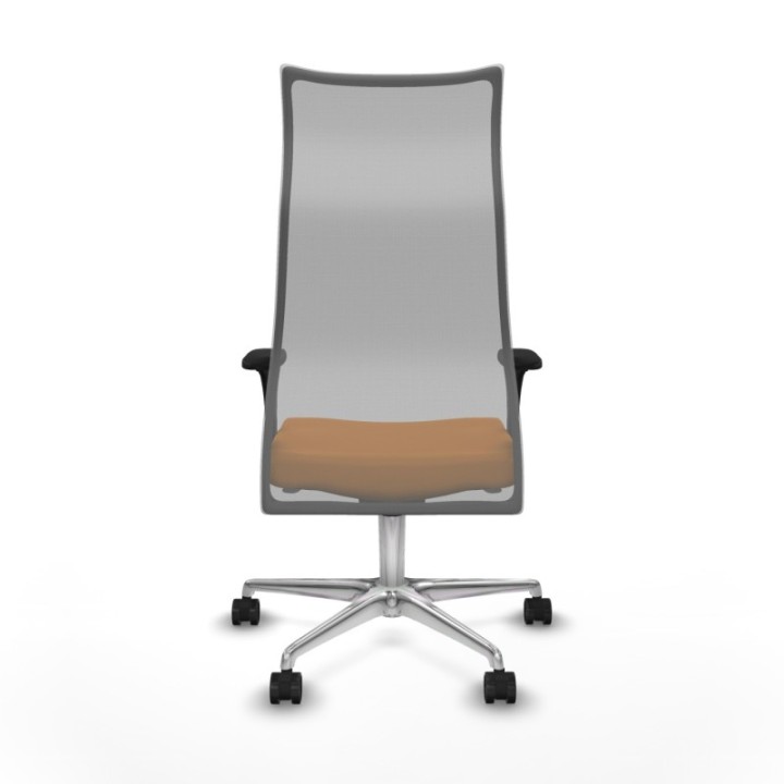 Albacete malla sincro malla gris similpiel naranja brazos 1D base aluminio ruedas 65 mm nailon