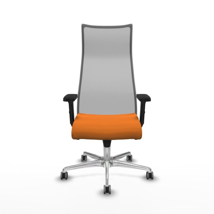 Albacete malla sincro malla gris similpiel naranja brazos 2D base aluminio ruedas 65mm engomadas