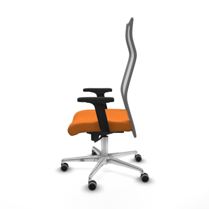 Albacete malla sincro malla gris similpiel naranja brazos 2D base aluminio ruedas 65mm engomadas