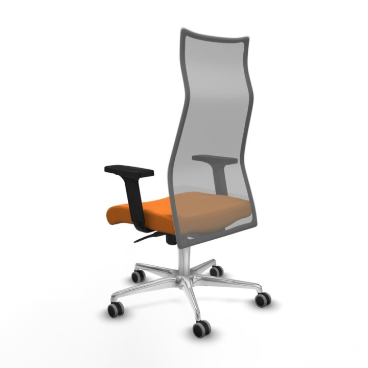 Albacete malla sincro malla gris similpiel naranja brazos 2D base aluminio ruedas 65mm engomadas