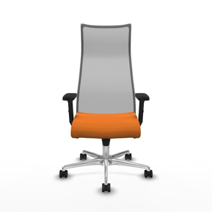 Albacete malla sincro malla gris similpiel naranja brazos 2D base aluminio ruedas 65 mm nailon