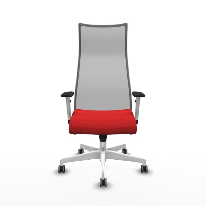 Albacete malla sincro malla gris similpiel rojo brazos blancos base blanca ruedas 65mm engomadas