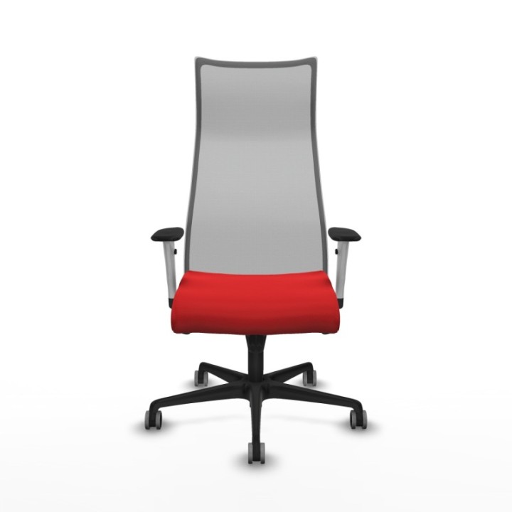 Albacete malla sincro malla gris similpiel rojo brazos blancos base nailon ruedas 65mm engomadas