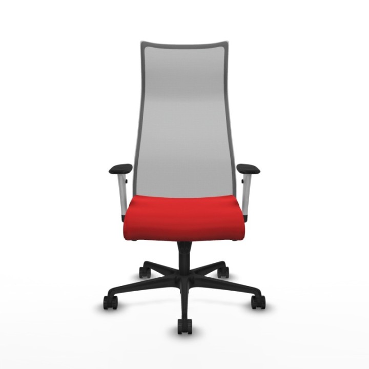 Albacete malla sincro malla gris similpiel rojo brazos blancos base nailon ruedas 65 mm nailon