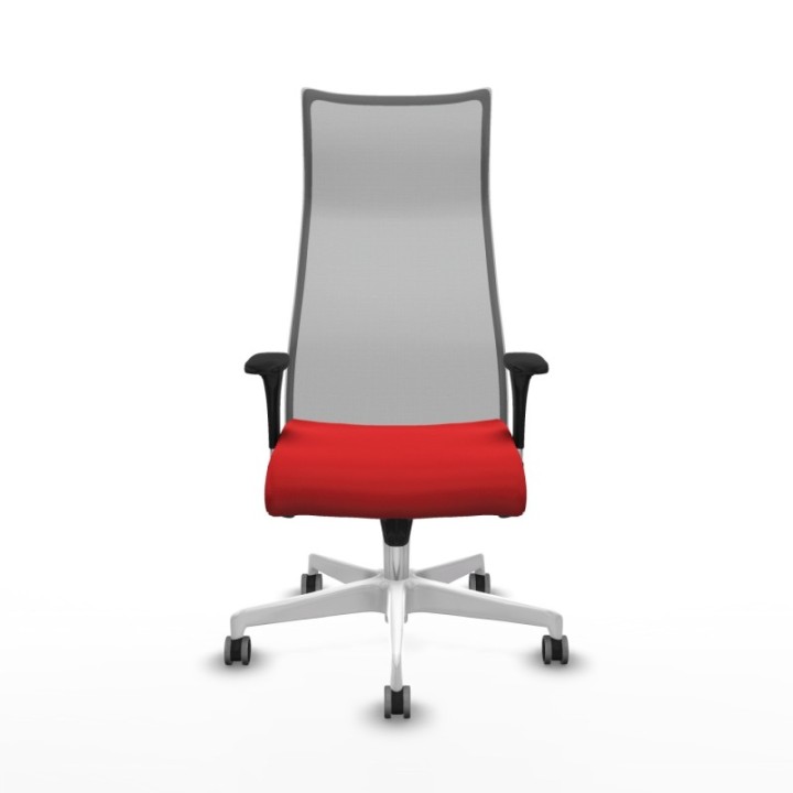 Albacete malla sincro malla gris similpiel rojo brazos 1D base blanca ruedas 65mm engomadas