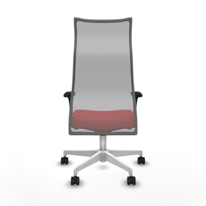 Albacete malla sincro malla gris similpiel rojo brazos 1D base blanca ruedas 65 mm nailon