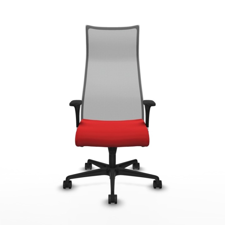 Albacete malla sincro malla gris similpiel rojo brazos 1D base nailon ruedas 65 mm nailon