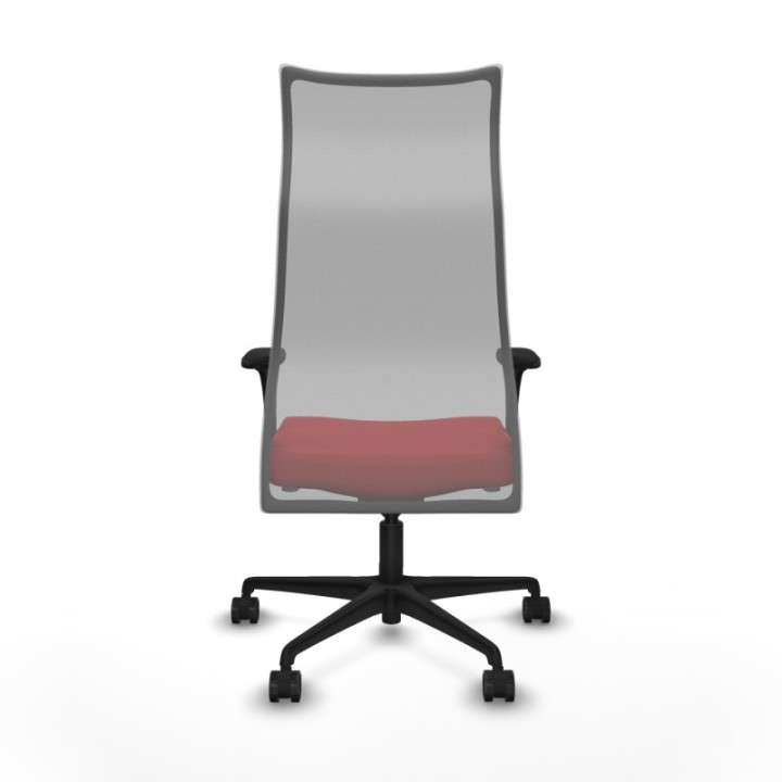 Albacete malla sincro malla gris similpiel rojo brazos 1D base nailon ruedas 65 mm nailon