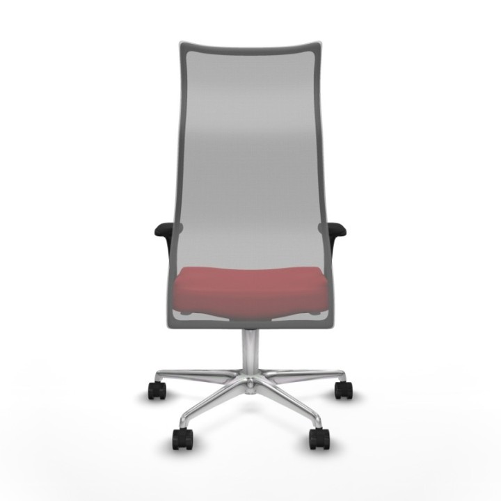 Albacete malla sincro malla gris similpiel rojo brazos 1D base aluminio ruedas 65 mm nailon