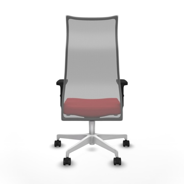 Albacete malla sincro malla gris similpiel rojo brazos 2D base blanca ruedas 65 mm nailon