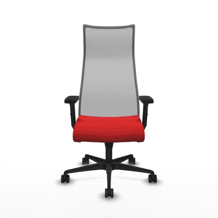 Albacete malla sincro malla gris similpiel rojo brazos 2D base nailon ruedas 65 mm nailon