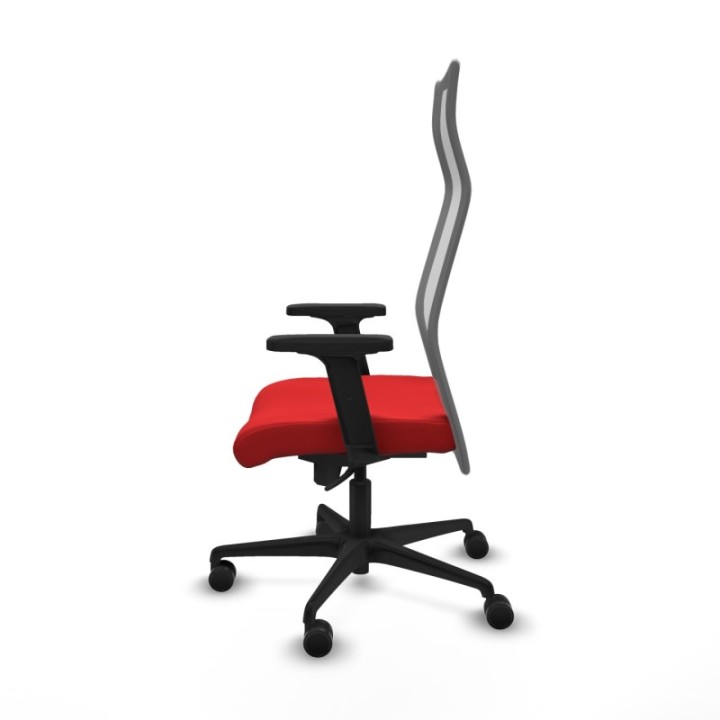 Albacete malla sincro malla gris similpiel rojo brazos 2D base nailon ruedas 65 mm nailon