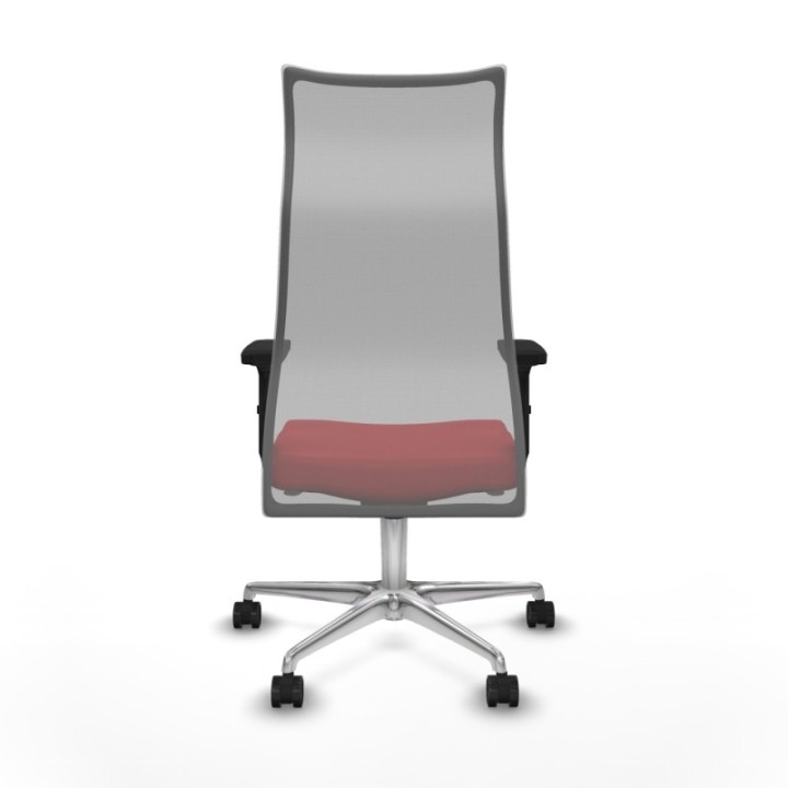 Albacete malla sincro malla gris similpiel rojo brazos 2D base aluminio ruedas 65 mm nailon