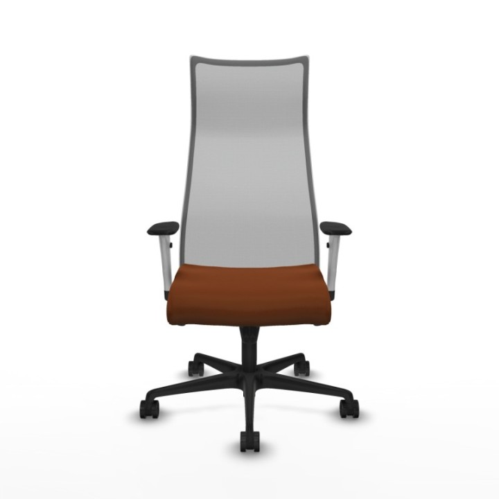 Albacete malla sincro malla gris similpiel marrón brazos blancos base nailon ruedas 65 mm nailon