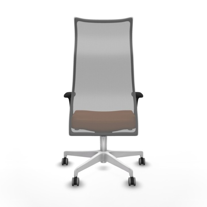 Albacete malla sincro malla gris similpiel marrón brazos 1D base blanca ruedas 65mm engomadas