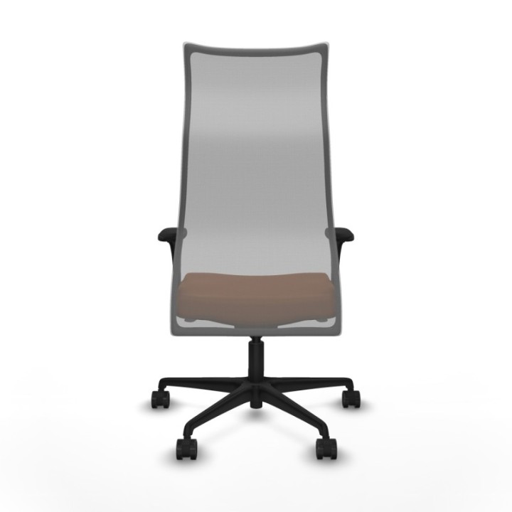 Albacete malla sincro malla gris similpiel marrón brazos 1D base nailon ruedas 65 mm nailon