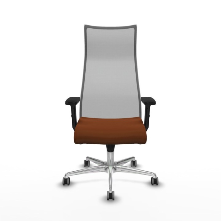 Albacete malla sincro malla gris similpiel marrón brazos 2D base aluminio ruedas 65mm engomadas