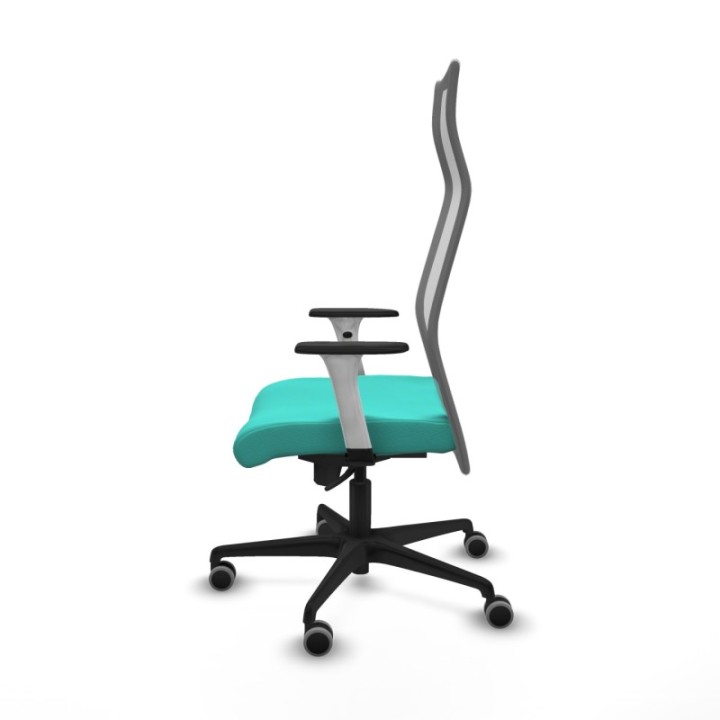 Albacete malla sincro malla gris similpiel turquesa brazos blancos base nailon ruedas 65mm engomadas