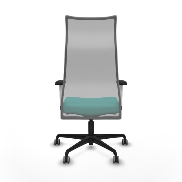 Albacete malla sincro malla gris similpiel turquesa brazos blancos base nailon ruedas 65mm engomadas