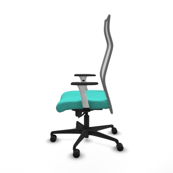 Albacete malla sincro malla gris similpiel turquesa brazos blancos base nailon ruedas 65 mm nailon