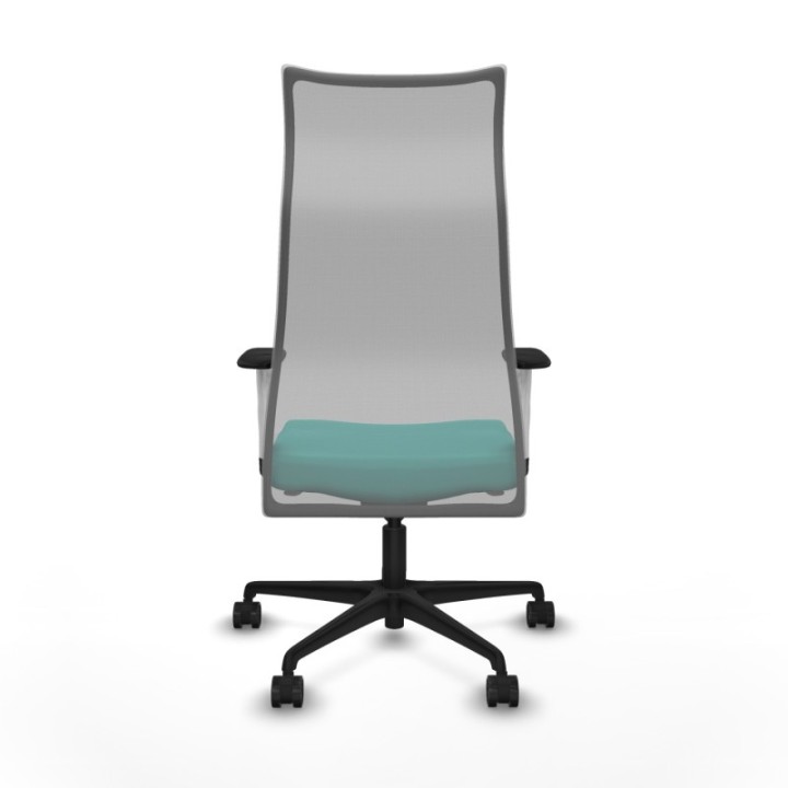 Albacete malla sincro malla gris similpiel turquesa brazos blancos base nailon ruedas 65 mm nailon