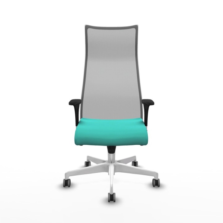 Albacete malla sincro malla gris similpiel turquesa brazos 1D base blanca ruedas 65mm engomadas