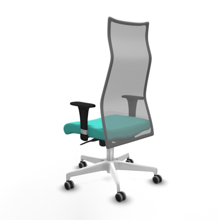 Albacete malla sincro malla gris similpiel turquesa brazos 1D base blanca ruedas 65mm engomadas