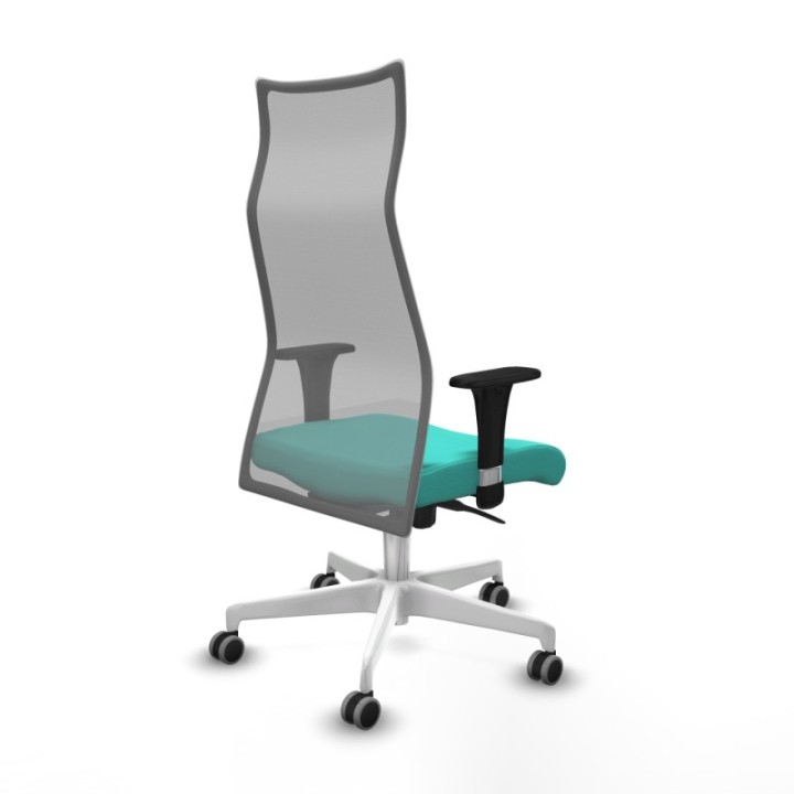 Albacete malla sincro malla gris similpiel turquesa brazos 1D base blanca ruedas 65mm engomadas