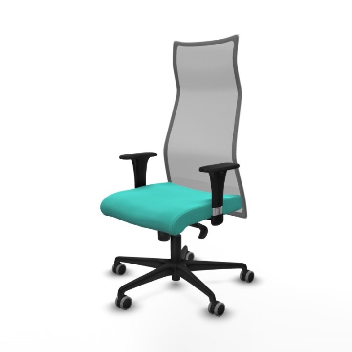 Albacete malla sincro malla gris similpiel turquesa brazos 1D base nailon ruedas 65mm engomadas