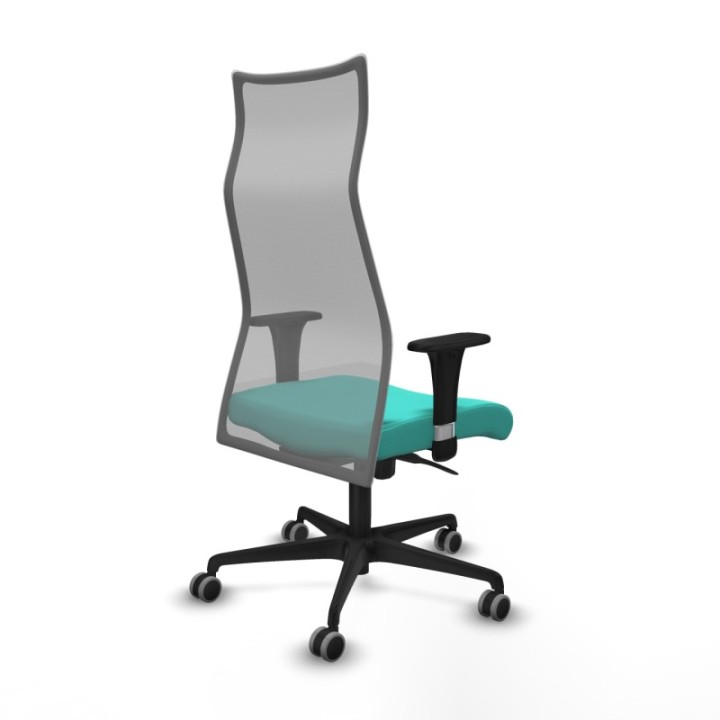 Albacete malla sincro malla gris similpiel turquesa brazos 1D base nailon ruedas 65mm engomadas