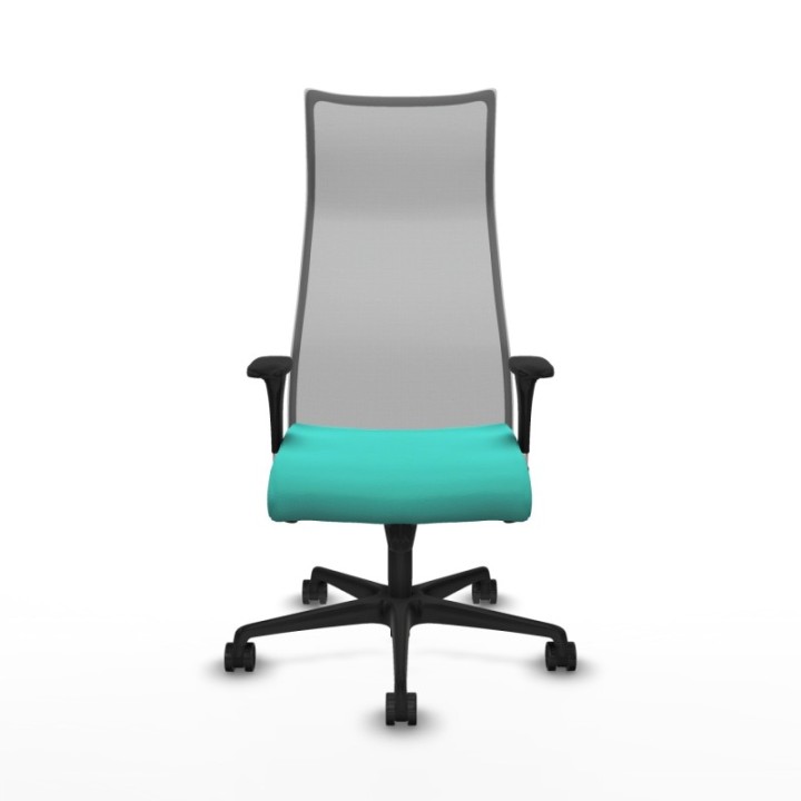 Albacete malla sincro malla gris similpiel turquesa brazos 1D base nailon ruedas 65 mm nailon