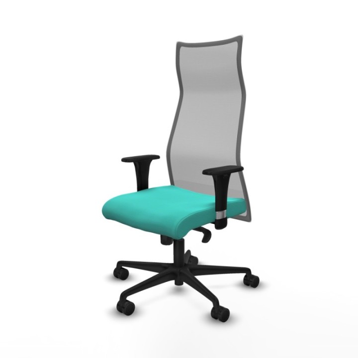 Albacete malla sincro malla gris similpiel turquesa brazos 1D base nailon ruedas 65 mm nailon