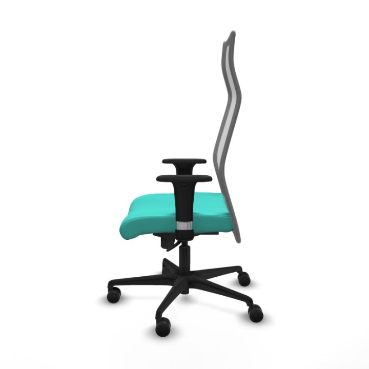 Albacete malla sincro malla gris similpiel turquesa brazos 1D base nailon ruedas 65 mm nailon