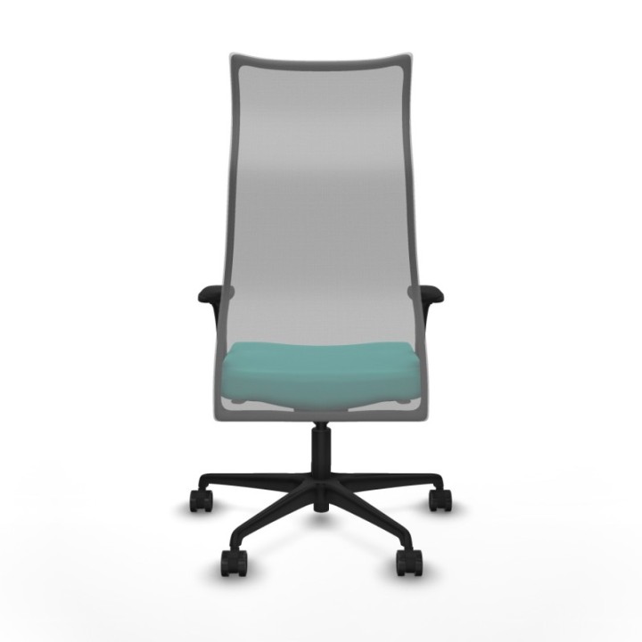 Albacete malla sincro malla gris similpiel turquesa brazos 1D base nailon ruedas 65 mm nailon