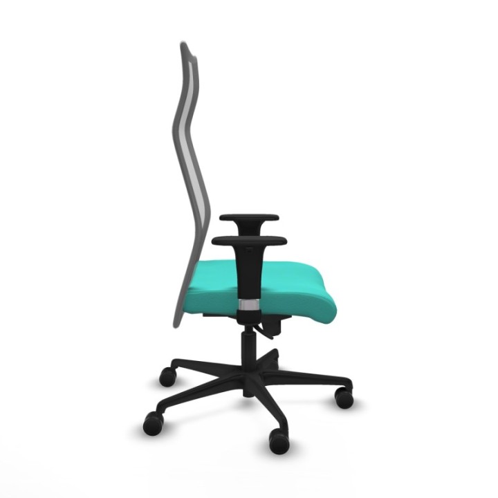 Albacete malla sincro malla gris similpiel turquesa brazos 1D base nailon ruedas 65 mm nailon