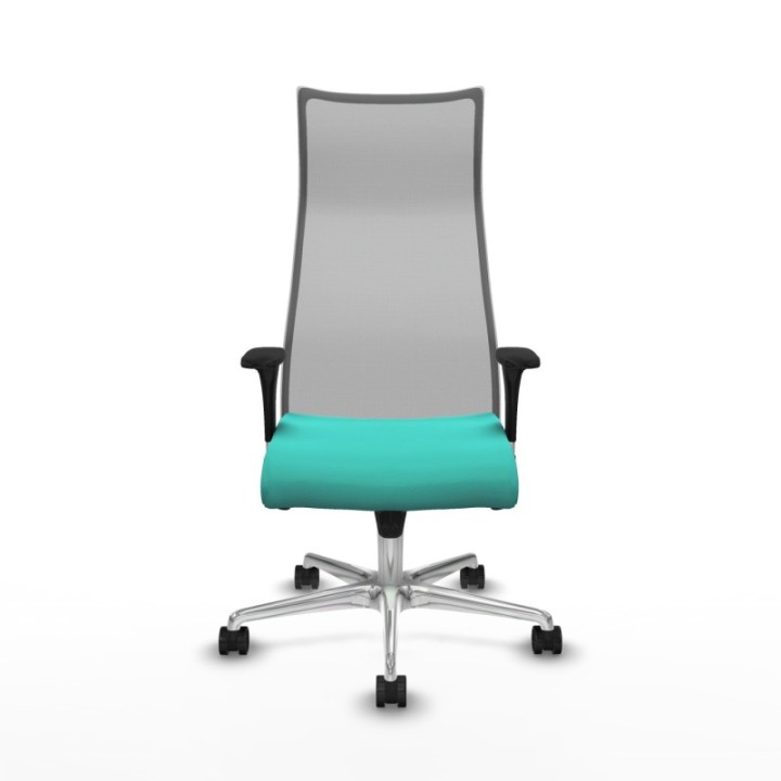 Albacete malla sincro malla gris similpiel turquesa brazos 1D base aluminio ruedas 65 mm nailon