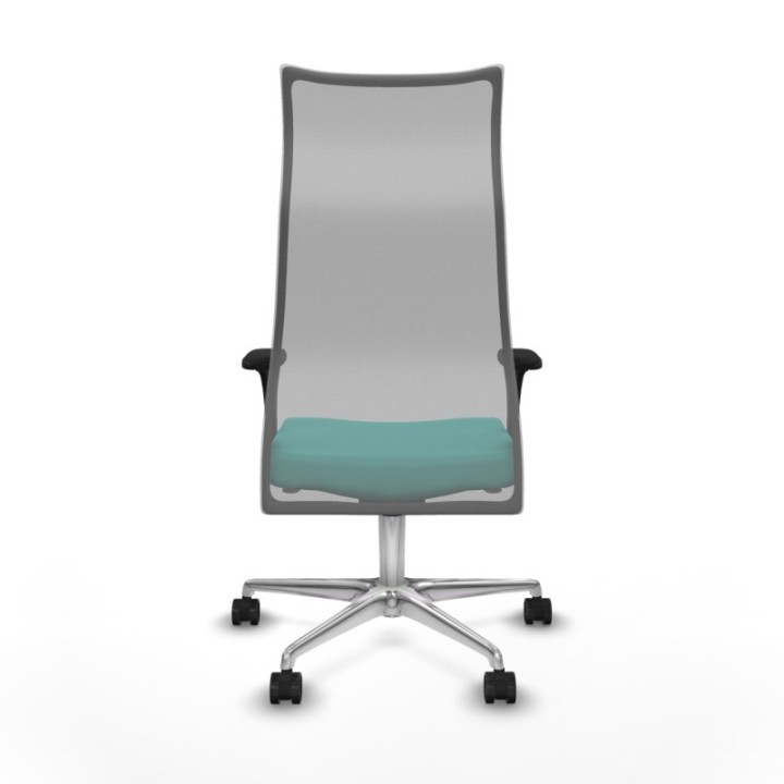 Albacete malla sincro malla gris similpiel turquesa brazos 1D base aluminio ruedas 65 mm nailon