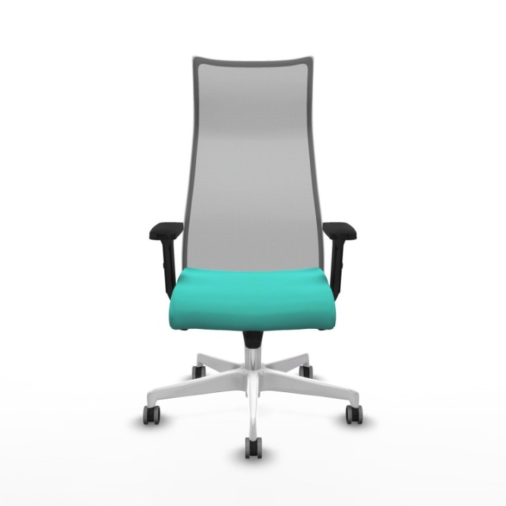 Albacete malla sincro malla gris similpiel turquesa brazos 2D base blanca ruedas 65mm engomadas