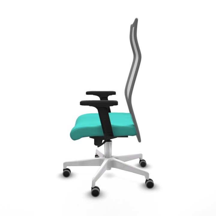 Albacete malla sincro malla gris similpiel turquesa brazos 2D base blanca ruedas 65mm engomadas