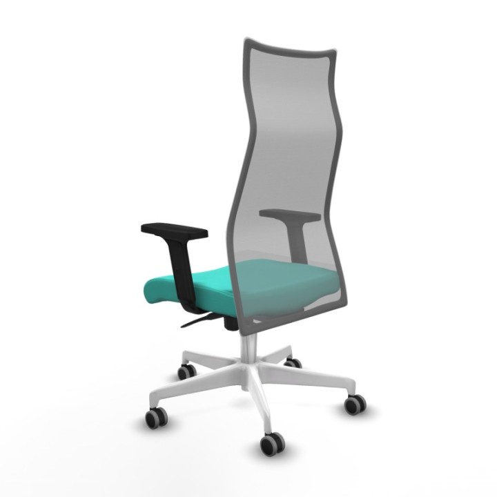 Albacete malla sincro malla gris similpiel turquesa brazos 2D base blanca ruedas 65mm engomadas