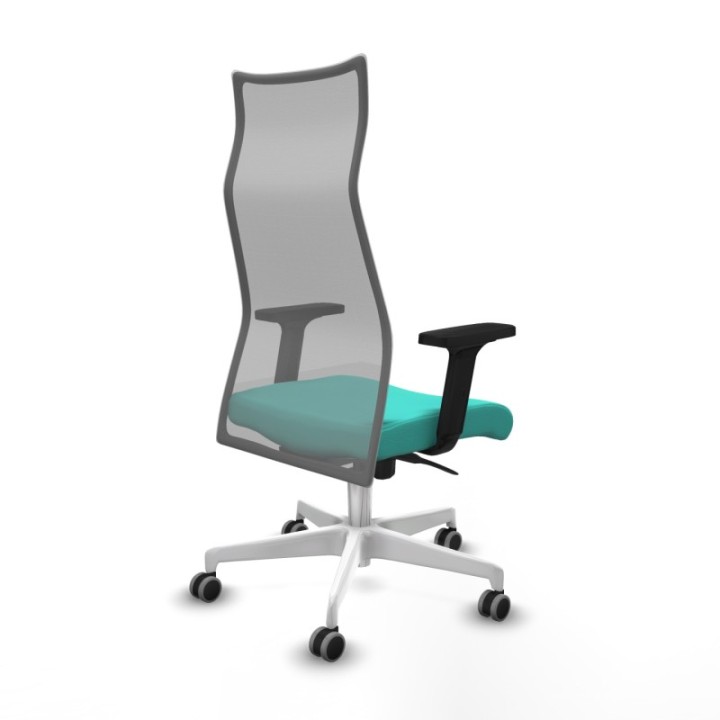 Albacete malla sincro malla gris similpiel turquesa brazos 2D base blanca ruedas 65mm engomadas