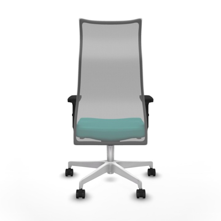 Albacete malla sincro malla gris similpiel turquesa brazos 2D base blanca ruedas 65 mm nailon