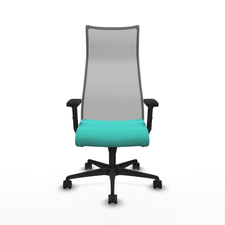 Albacete malla sincro malla gris similpiel turquesa brazos 2D base nailon ruedas 65 mm nailon