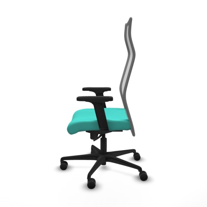 Albacete malla sincro malla gris similpiel turquesa brazos 2D base nailon ruedas 65 mm nailon