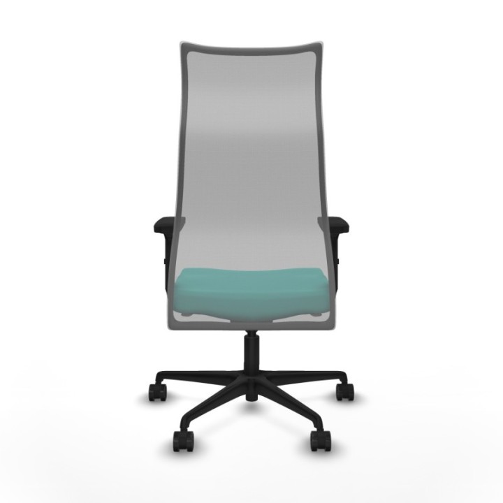 Albacete malla sincro malla gris similpiel turquesa brazos 2D base nailon ruedas 65 mm nailon