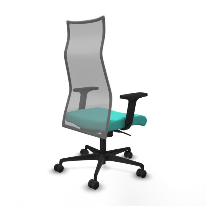 Albacete malla sincro malla gris similpiel turquesa brazos 2D base nailon ruedas 65 mm nailon